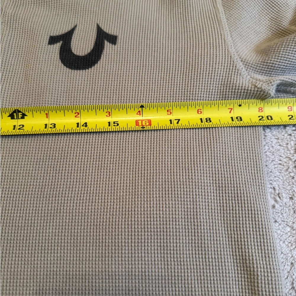 True Religion Brand‎ Jeans Gray Waffle Knit Henley Thermal Y2K USA L - Picture 6 of 11